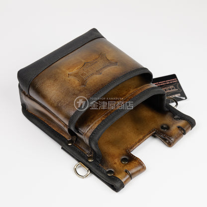 ニックス(KNICKS) 鳶職向仕様ツーウェイタイプヌメ革２段腰袋 底・縁補強タイプ KNS-201TB 【ヴィンテージカラー】-