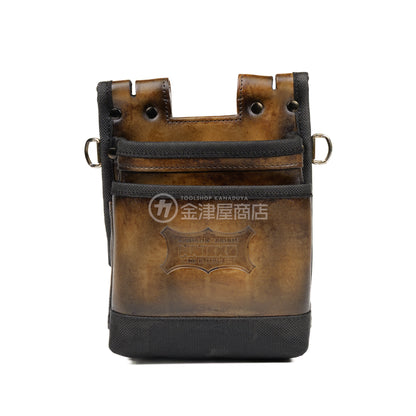 ニックス(KNICKS) 鳶職向仕様ツーウェイタイプヌメ革２段腰袋 底・縁補強タイプ KNS-201TB 【ヴィンテージカラー】-