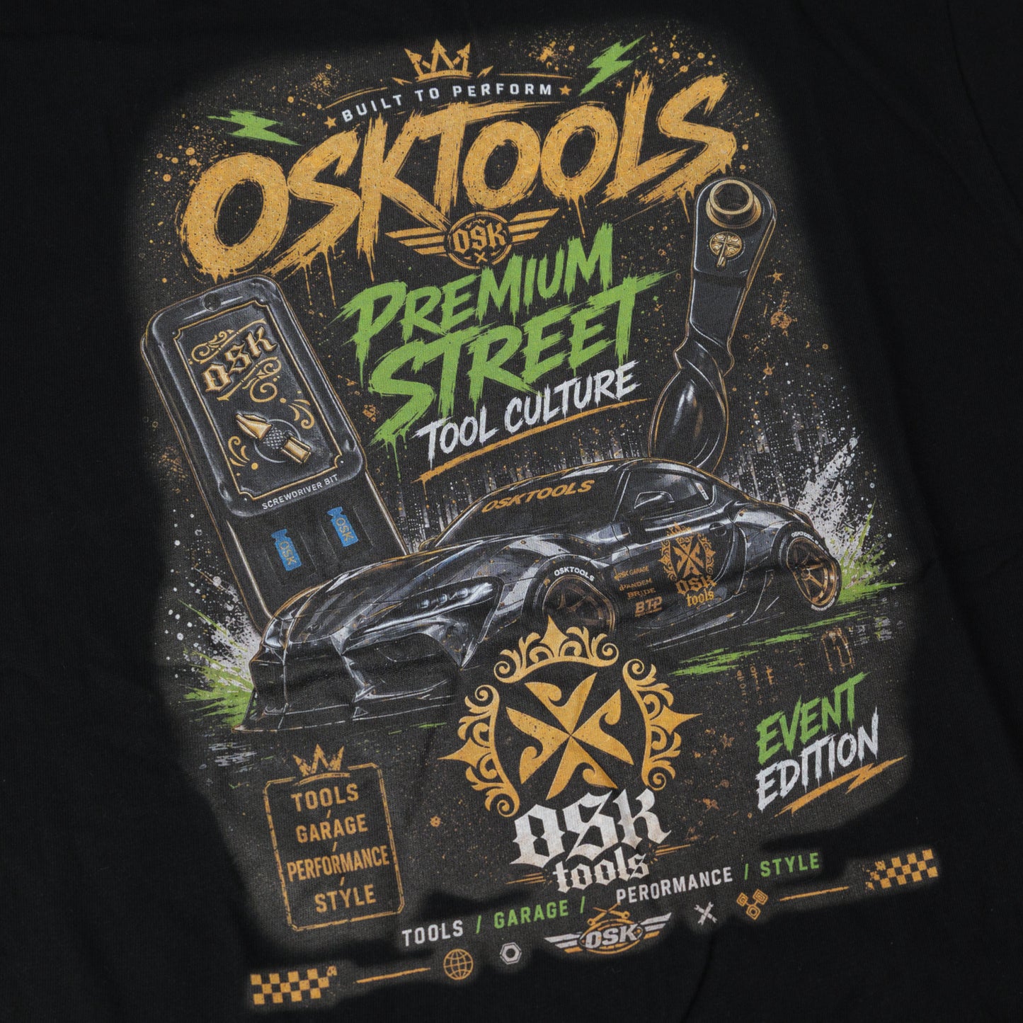 OSKTools 5.6oz プレミアムストリート Tシャツ ブラック-