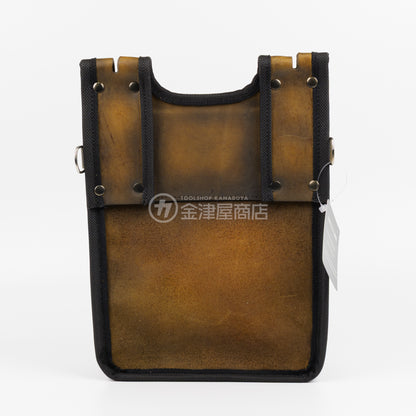 ニックス(KNICKS) グローブ革建築用2段腰袋 底・縁補強タイプ KGC-201BA【ヴィンテージカラー】追加カスタム VC革紐W巻2段+スタッズ6点打ち-