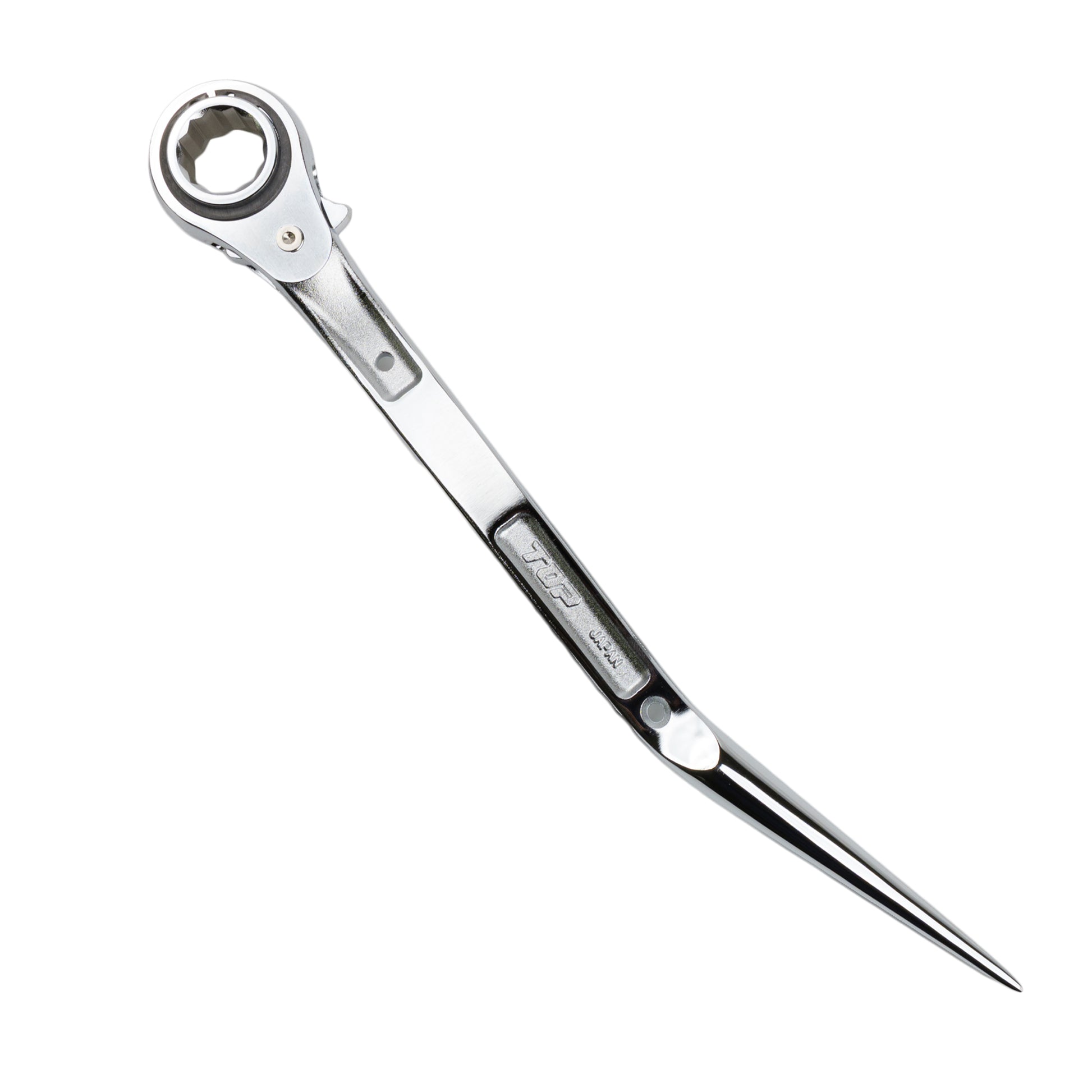 TOP工業 特注 鳶仕様ステンレスラチェットレンチ(シノ付) 19×24コンパクトソケット SRM-19×24N-BT カスタム-