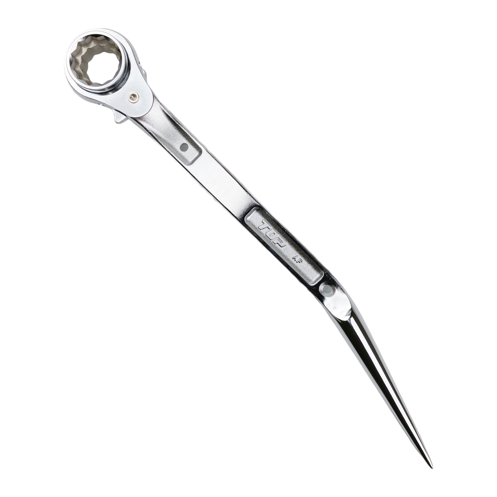 TOP工業 特注 鳶仕様ステンレスラチェットレンチ(シノ付) 19×24コンパクトソケット SRM-19×24N-BT カスタム-