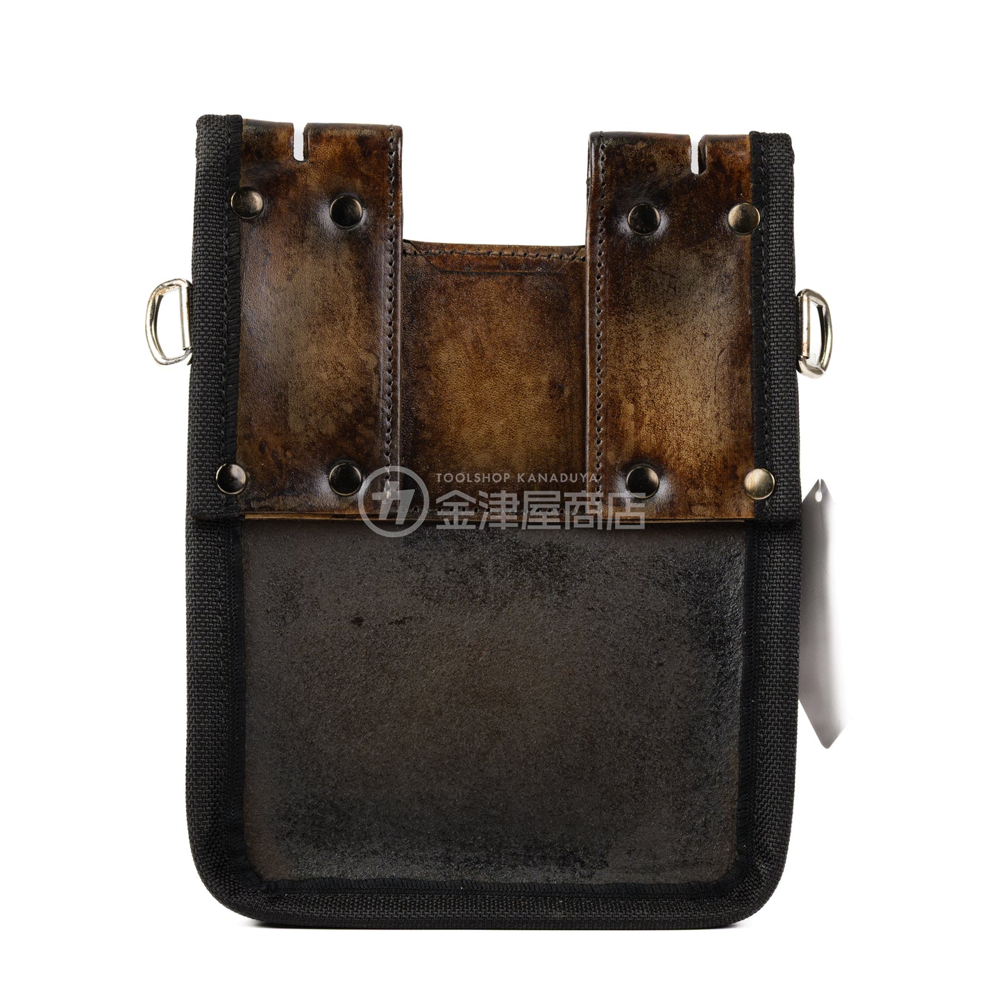 ニックス(KNICKS) 鳶職向仕様ツーウェイタイプヌメ革２段腰袋 底・縁補強タイプ KNS-201TB 【ヴィンテージカラー】追加カスタム スタッズ6点打ち