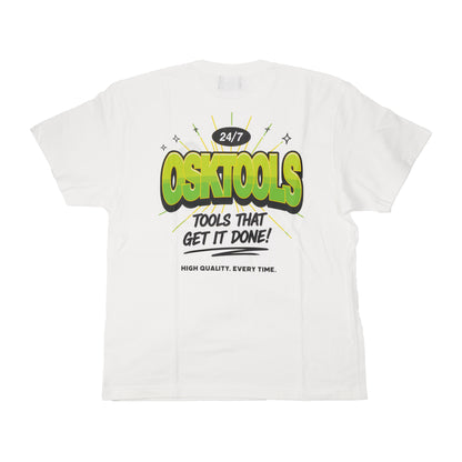 OSKTools 5.6oz オリジナルロゴデザインTシャツ ホワイト-
