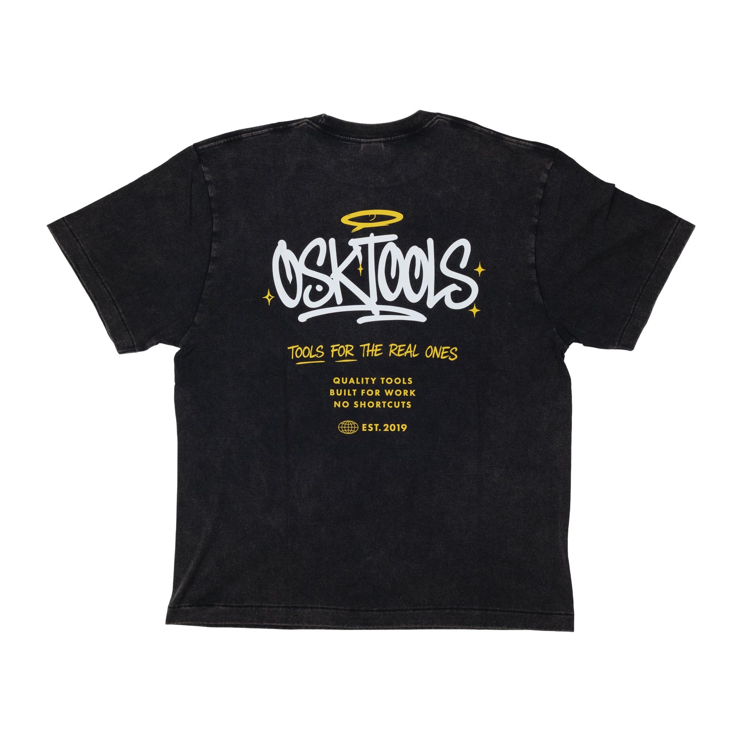 OSKTools 6.2oz フェードウォッシュ ロゴTシャツ フェードブラック-