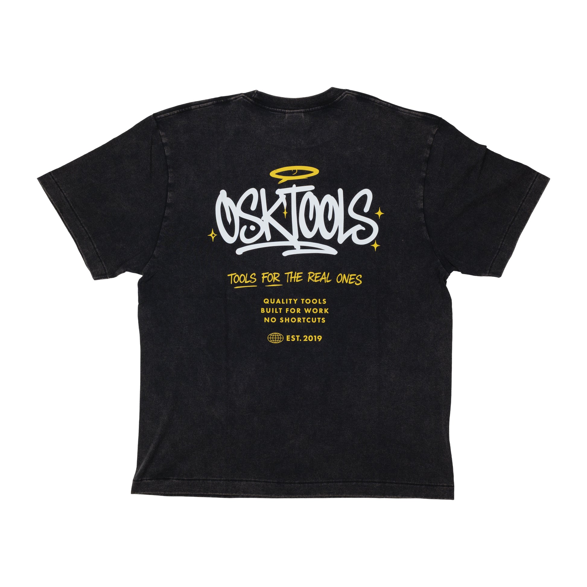 OSKTools 6.2oz フェードウォッシュ ロゴTシャツ フェードブラック-