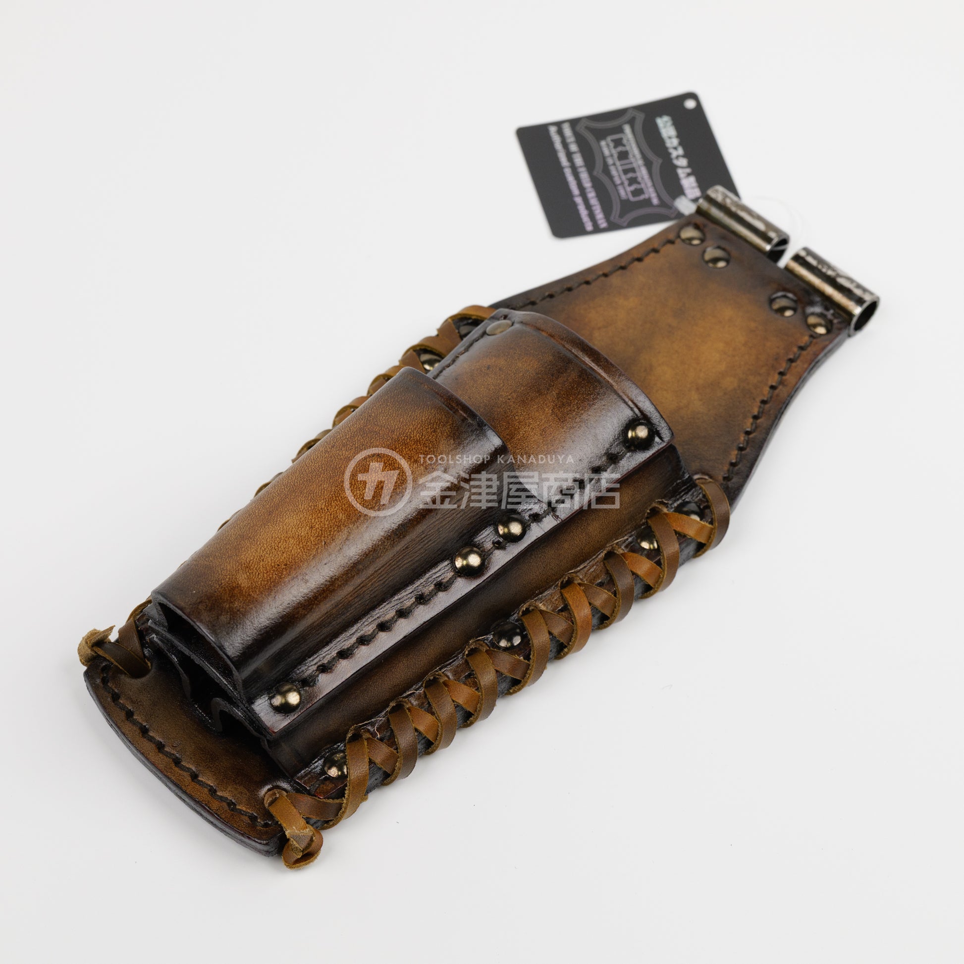 ニックス(KNICKS) チタン補強プレート入ペンチ・ドライバーホルダー TIT-301PDX【ヴィンテージカラー】 追加カスタム VC革紐W巻-