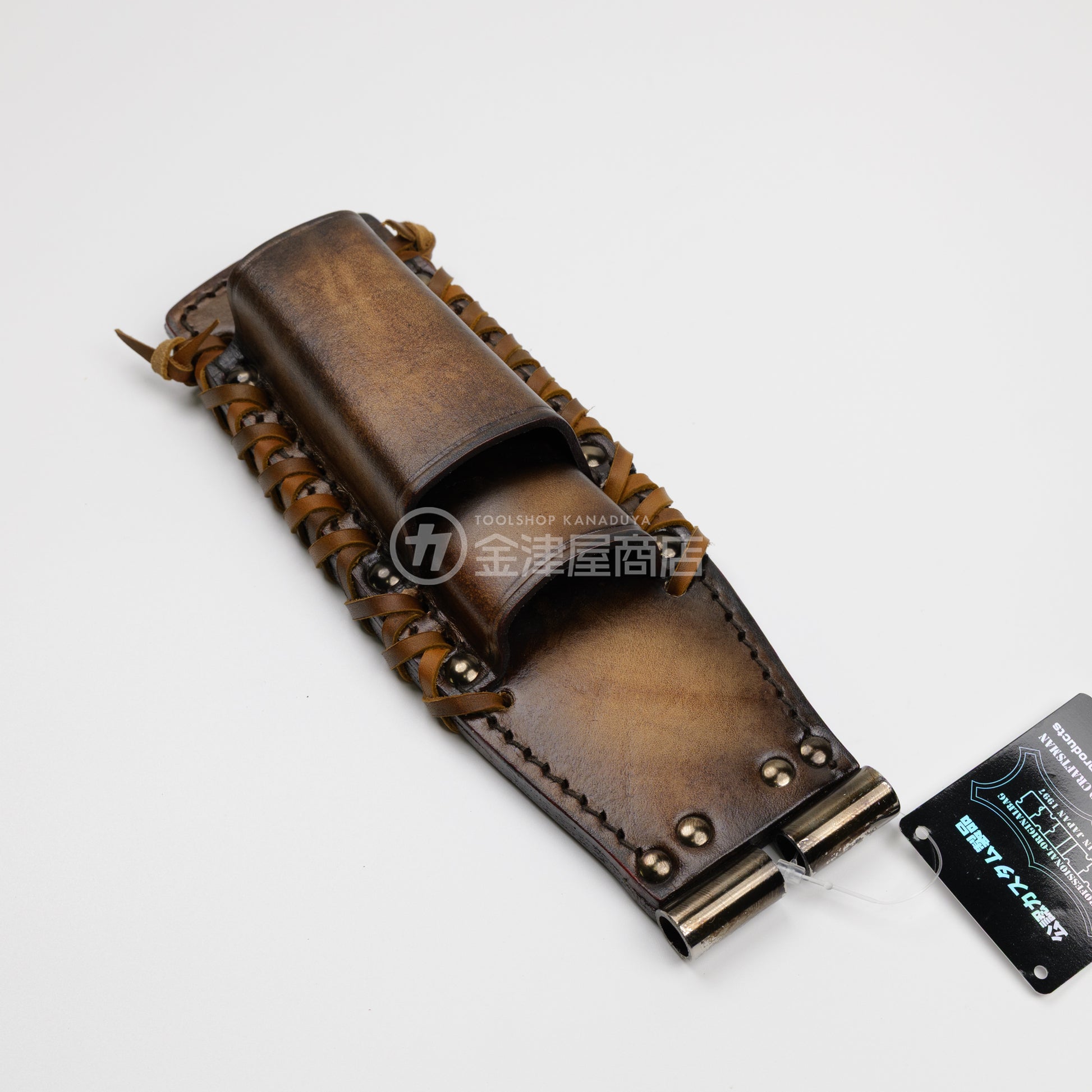 ニックス(KNICKS) チタン補強プレート入ペンチホルダー 7/8インチ対応 TIT-201PLDX【ヴィンテージカラー】追加カスタム VC革紐W巻-