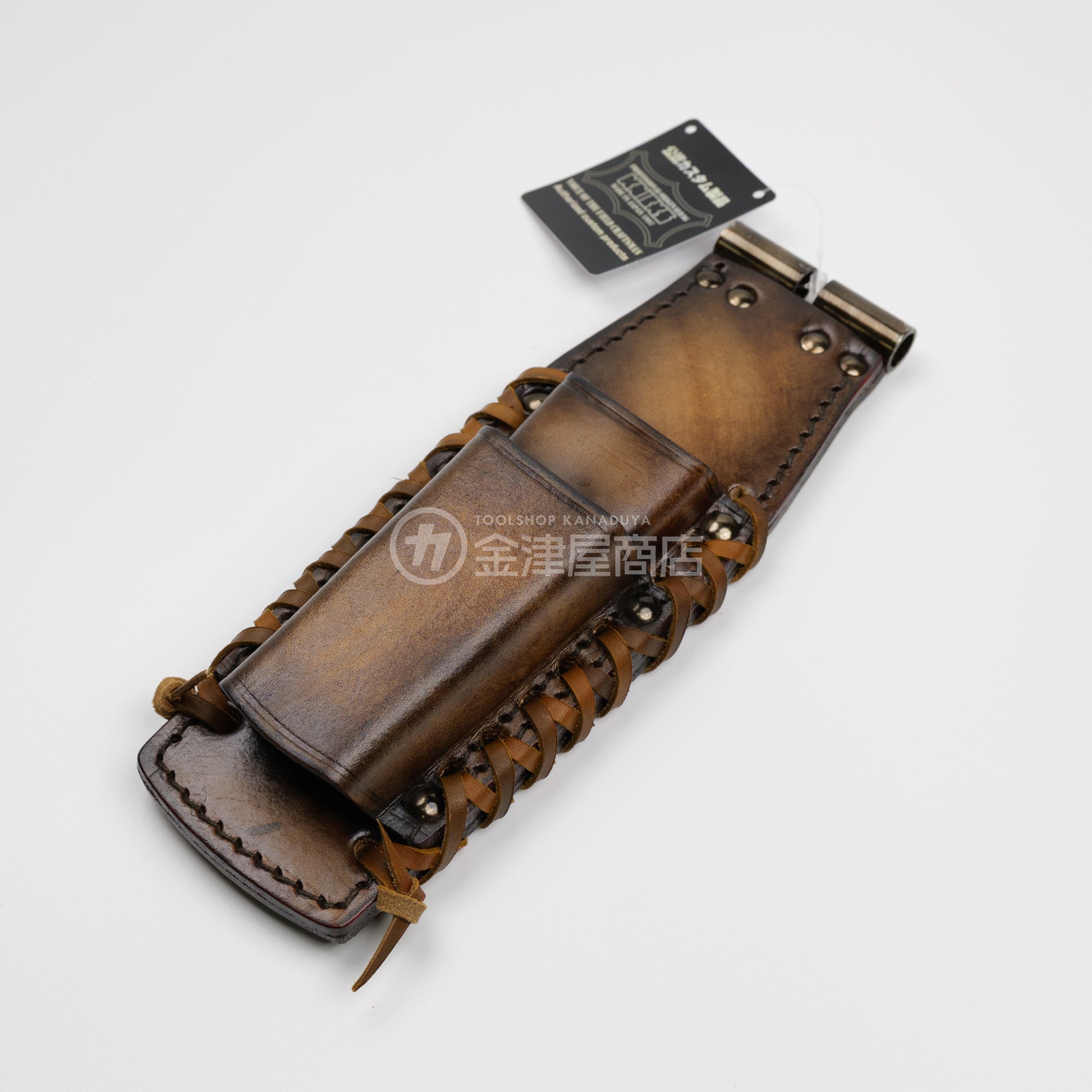 ニックス(KNICKS) チタン補強プレート入ペンチホルダー 7/8インチ対応 TIT-201PLDX【ヴィンテージカラー】追加カスタム VC革紐W巻-