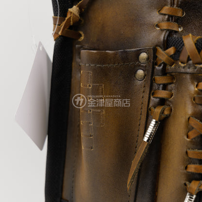 ニックス(KNICKS) 最高級硬式グローブ革3段腰袋チェーンタイプ バリスティック補強仕上げ KGC-301DDX【ヴィンテージカラー】追加カスタム VC革紐W巻3段+VC革紐サイド巻+スタッズ6点打ち+カービング