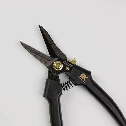 フジ矢 電工ストレートバサミ ロック付 (黒金) FM04-180NL-BG【金津屋商店オリジナルデザイン：亀甲網代】-