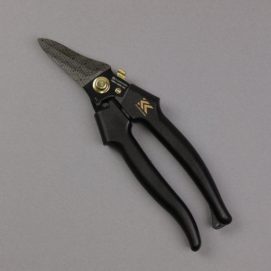 フジ矢 電工ストレートバサミ ロック付 (黒金) FM04-180NL-BG【金津屋商店オリジナルデザイン：亀甲網代】-