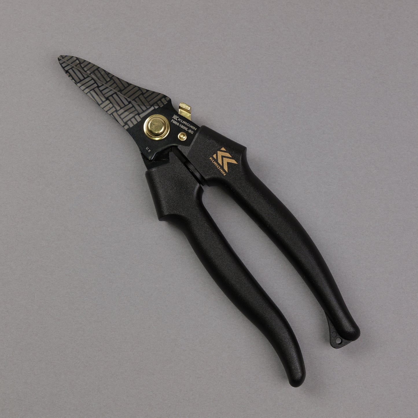 フジ矢 電工ストレートバサミ ロック付 (黒金) FM04-180NL-BG 【金津屋商店オリジナルデザイン：三崩し】-