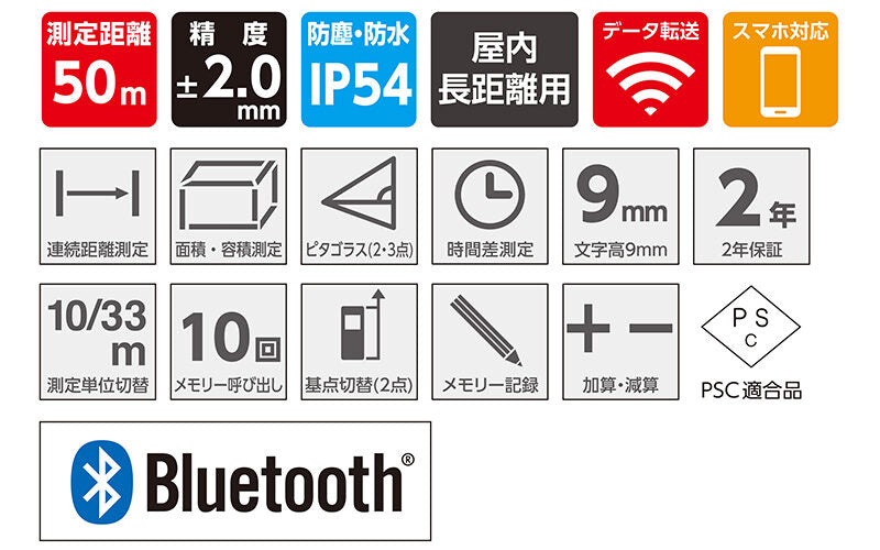 シンワ測定 レーザー距離計 L-Measure BK 50 データ転送機能付 78168-78168