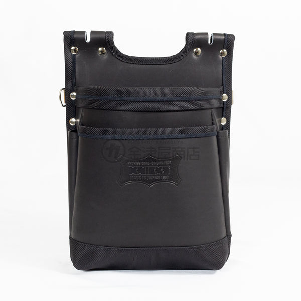 KNICKS(ニックス) KB-201DDSP 総グローブ革2段腰袋(ブラック) KNICKS】ニックス KB-201DDSP グローブ革 コンピ革 2段腰袋