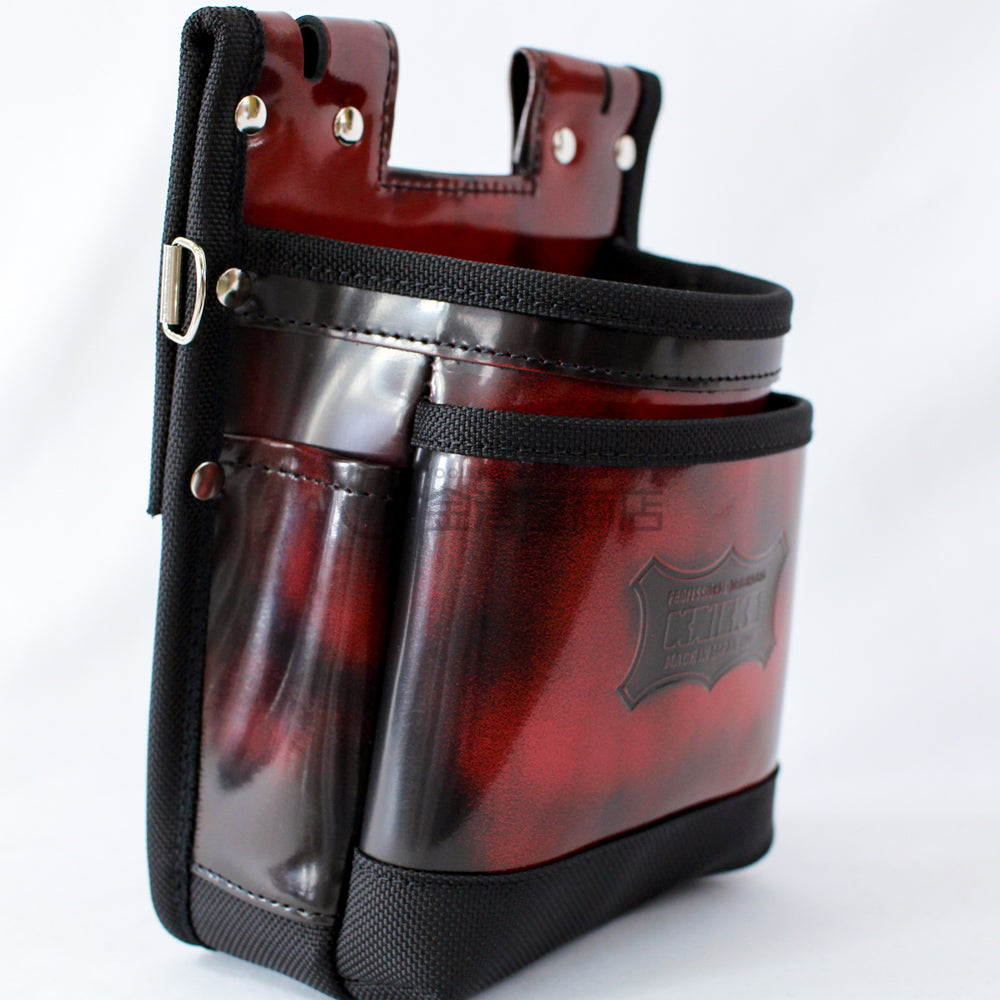 KNICKS（ニックス）ADV-201TB-R（レッド）鳶職向仕様ツーウェイタイプ ガラス革2段腰袋 赤色 - 3
